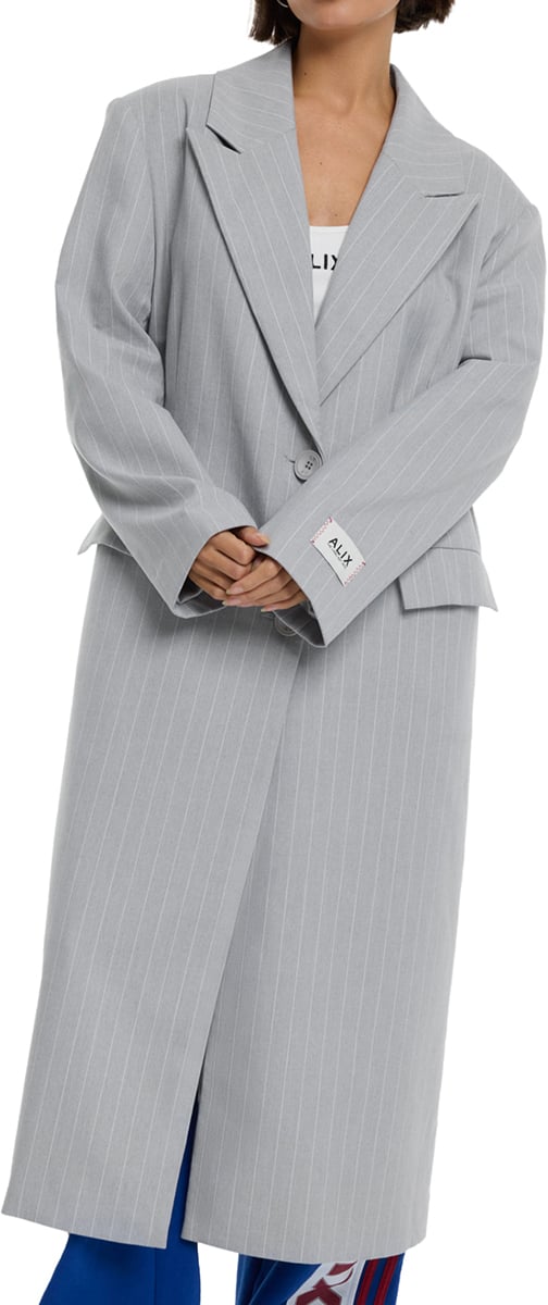 Alix The Label Pinstripe Coat Grijs