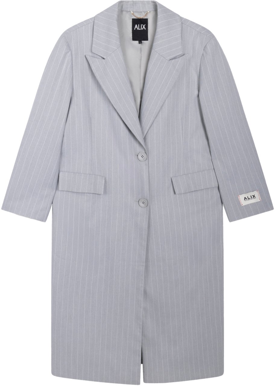 Alix The Label Pinstripe Coat Grijs