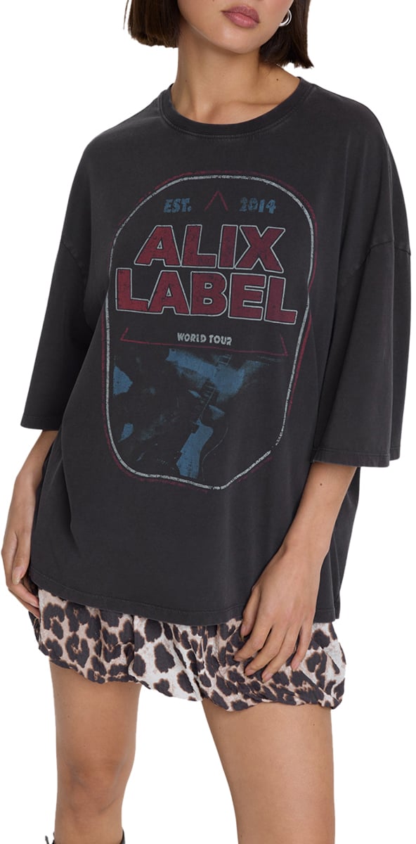 Alix The Label Band T-Shirt Zwart
