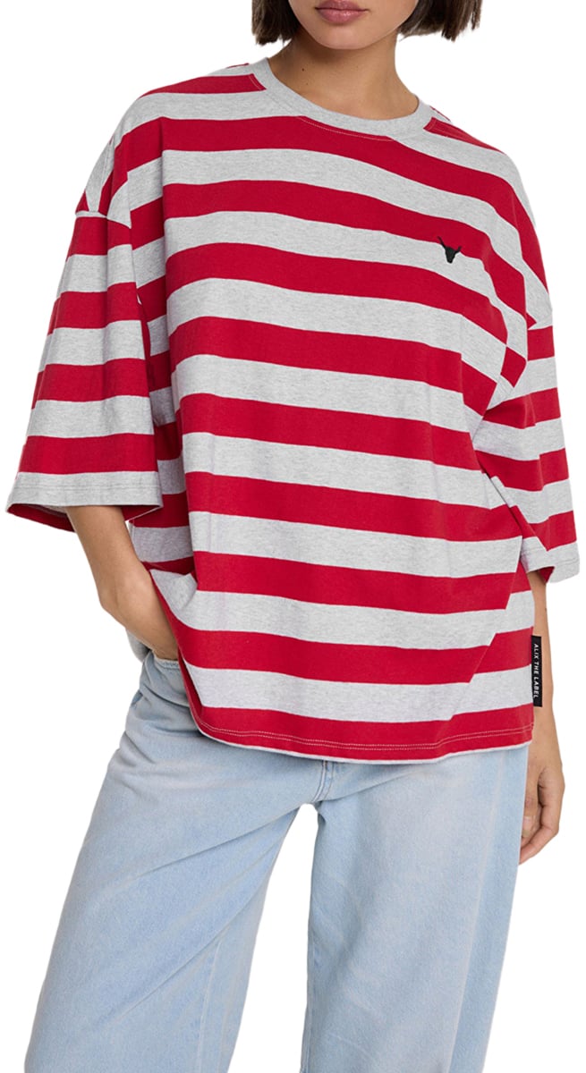 Alix The Label Alix The Label Ladies Knitted Block Stripe T-shirt T-shirts Rood 2602880607 Rood