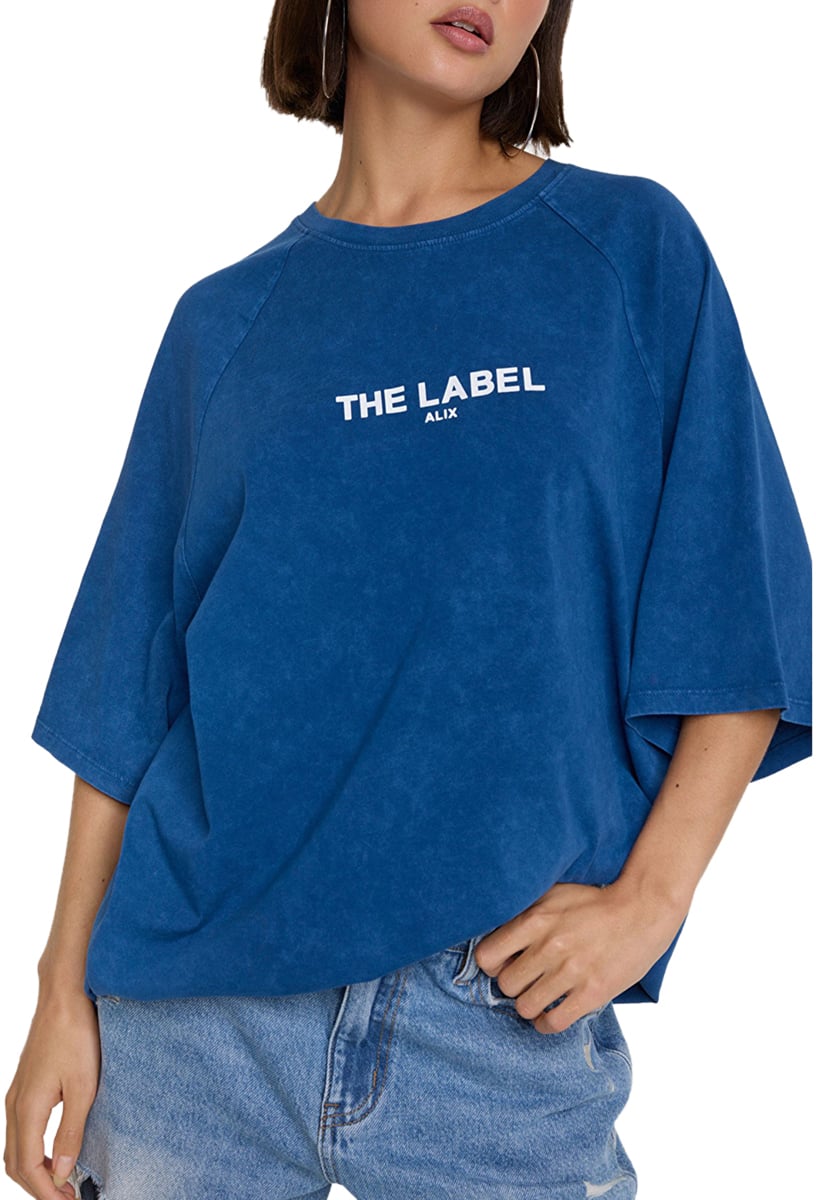 Alix The Label Alix The Label Ladies Knitted Raglan T-shirt T-shirts Donkerblauw 2602885608 Blauw