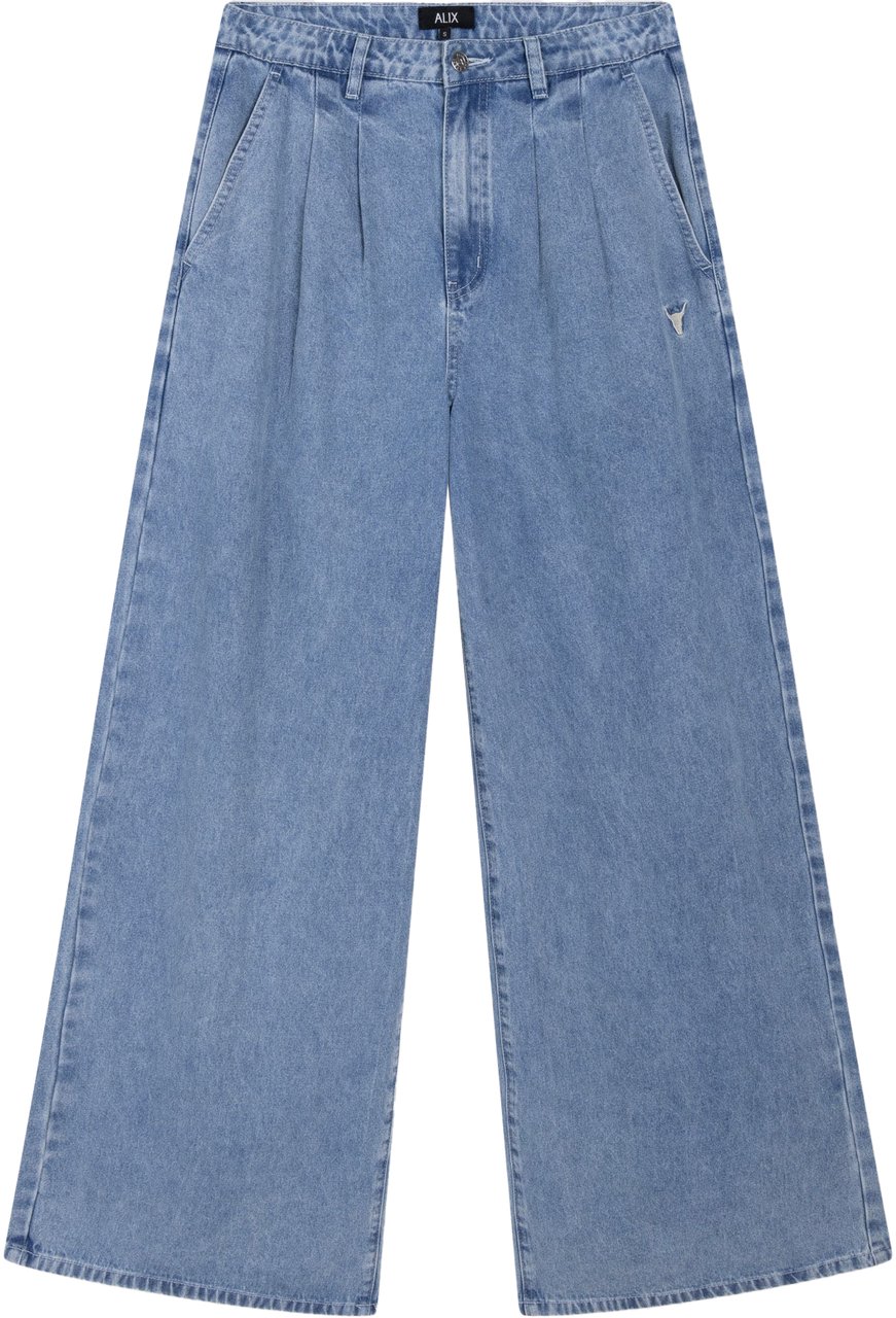 Alix The Label Denim Wide Broek Blauw