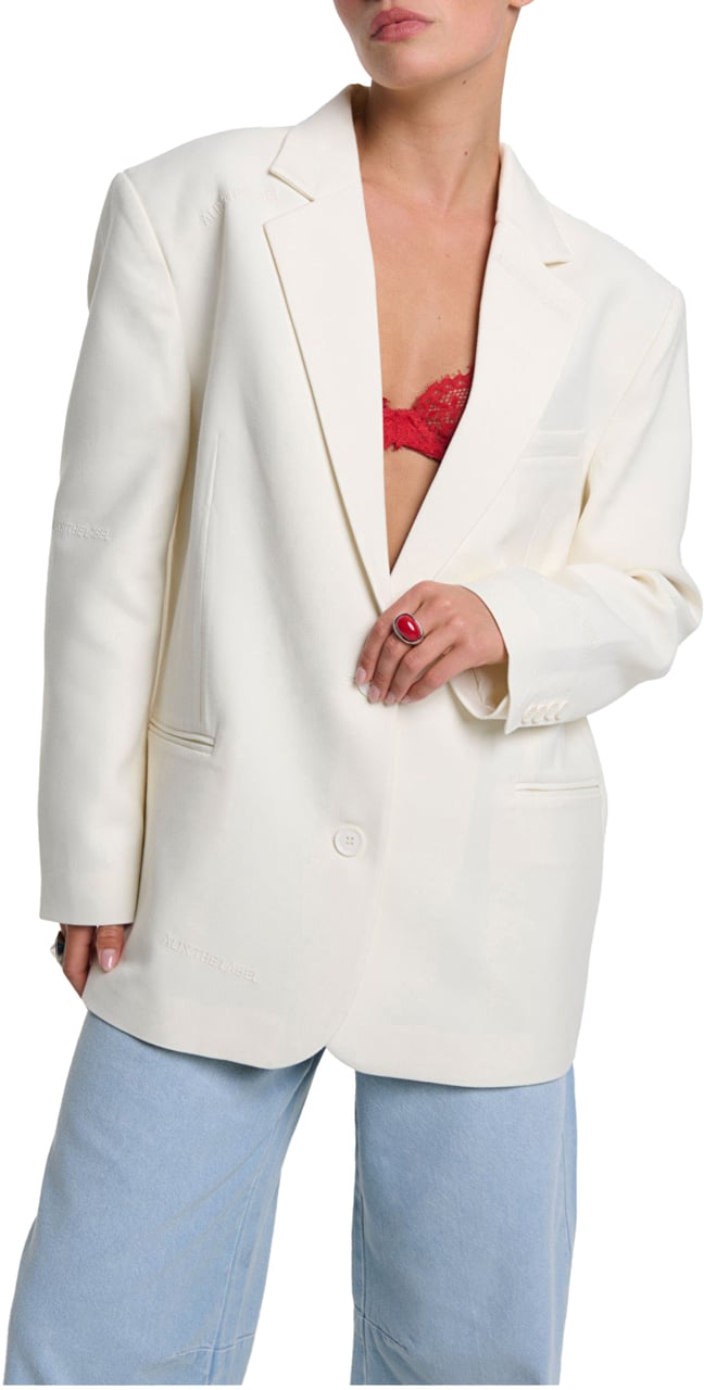 Alix The Label Ladies Woven Flowy Oversized Blazer Blazers Creme 2603424564 Beige