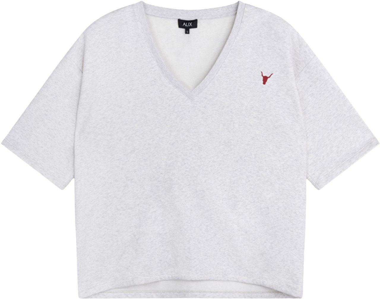 Alix The Label Ladies Knitted V-neck Shortsleeve Sweater T-shirts Lichtgrijs 2603873597 Grijs