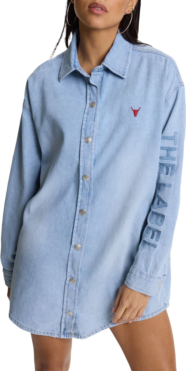 Alix The Label Flowy Denim Oversized Blouse Blauw