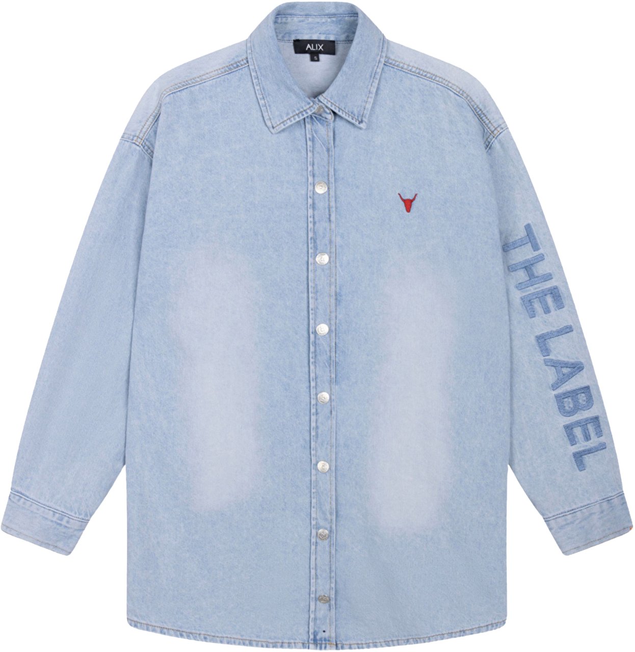 Alix The Label Ladies Woven Flowy Denim Oversized Blouse Blouses Lichtblauw 2603971627 Blauw