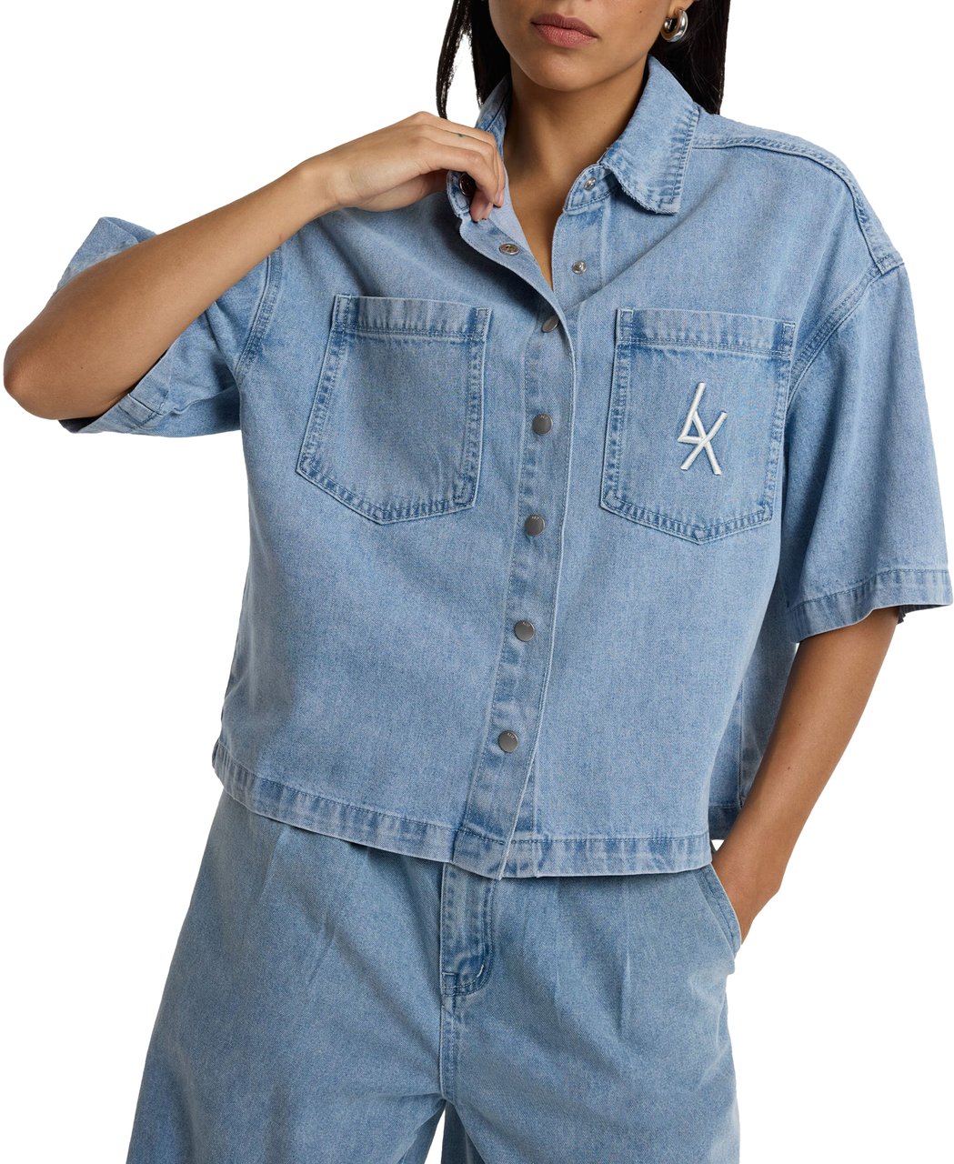 Alix The Label Denim Blouse Blauw