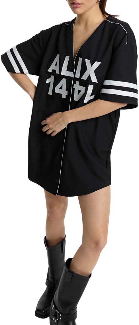 Alix The Label Baseball Shirt Dress Zwart