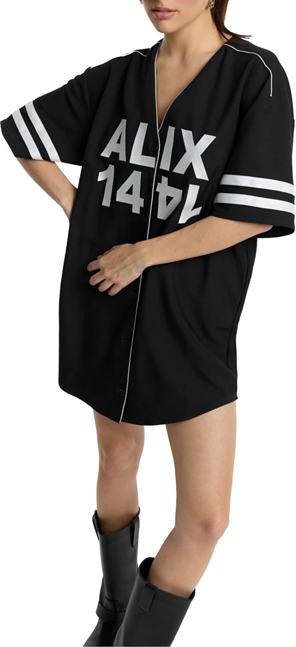 Alix The Label Ladies Woves Baseball Shirt Dress Zwart 2604335682 Zwart