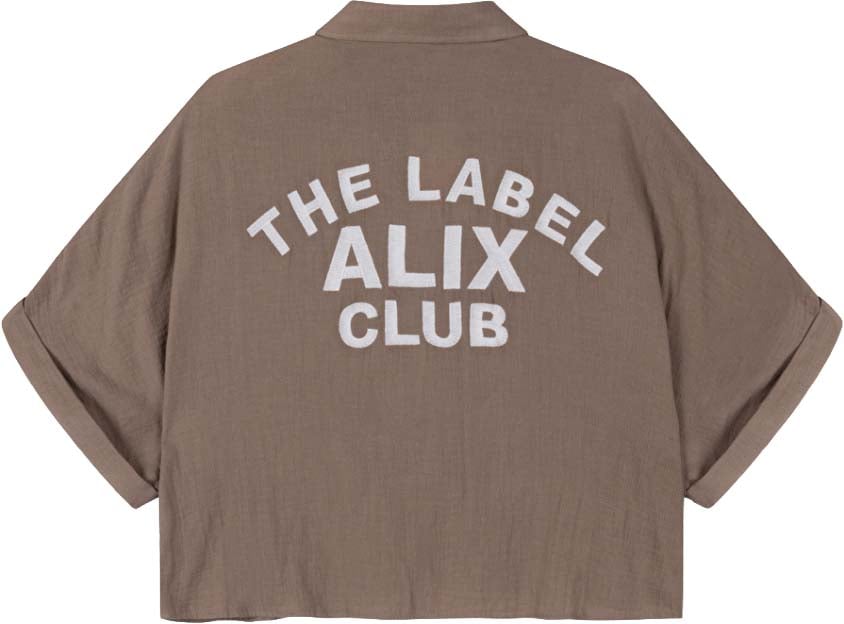 Alix The Label Oversized Crinkle Blouse Taupe
