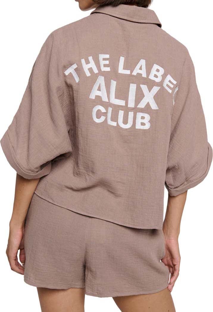 Alix The Label Oversized Crinkle Blouse Taupe