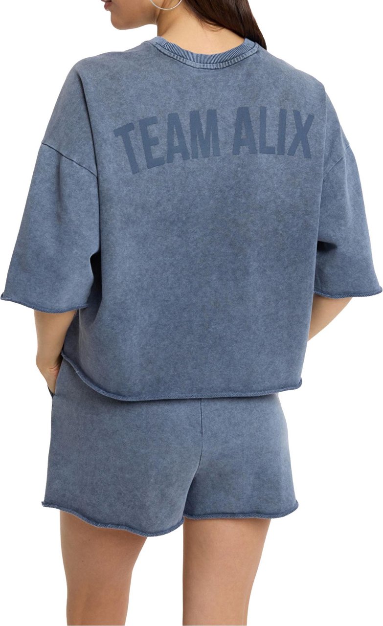 Alix The Label Ladies Knitted Cut Seam Sweat T-shirt T-shirts Donkerblauw 2606844797 Blauw