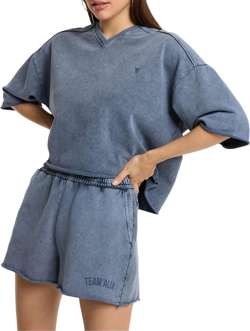 Alix The Label Ladies Knitted Cut Seam Sweat T-shirt T-shirts Donkerblauw 2606844797 Blauw