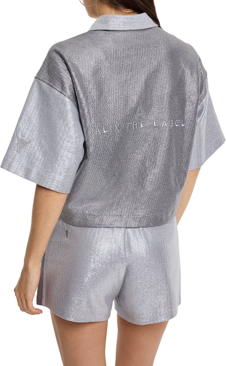 Alix The Label Foil Cropped Blouse Grijs
