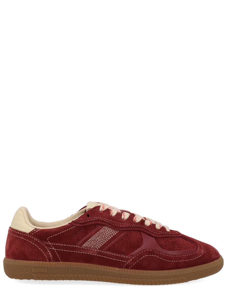 Alohas Burgundy Suede Perforated Retro Sneakers Rood