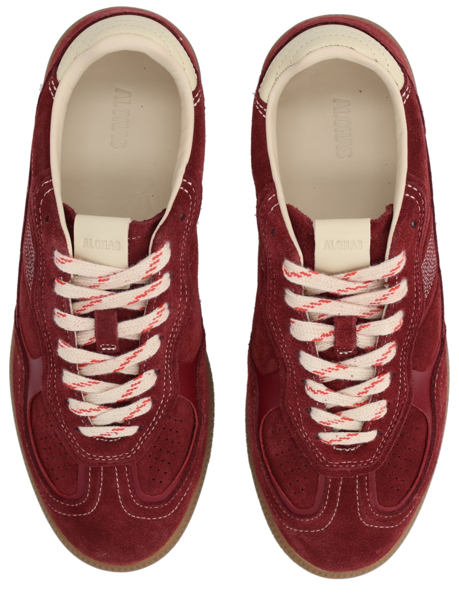 Alohas Burgundy Suede Perforated Retro Sneakers Rood