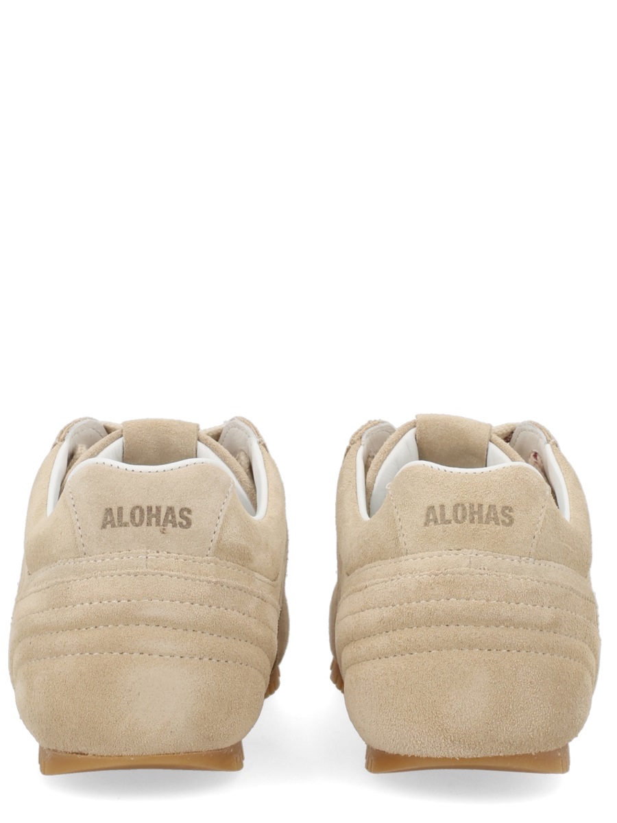 Alohas Beige Suede Perforated Panel Sneakers Neutraal
