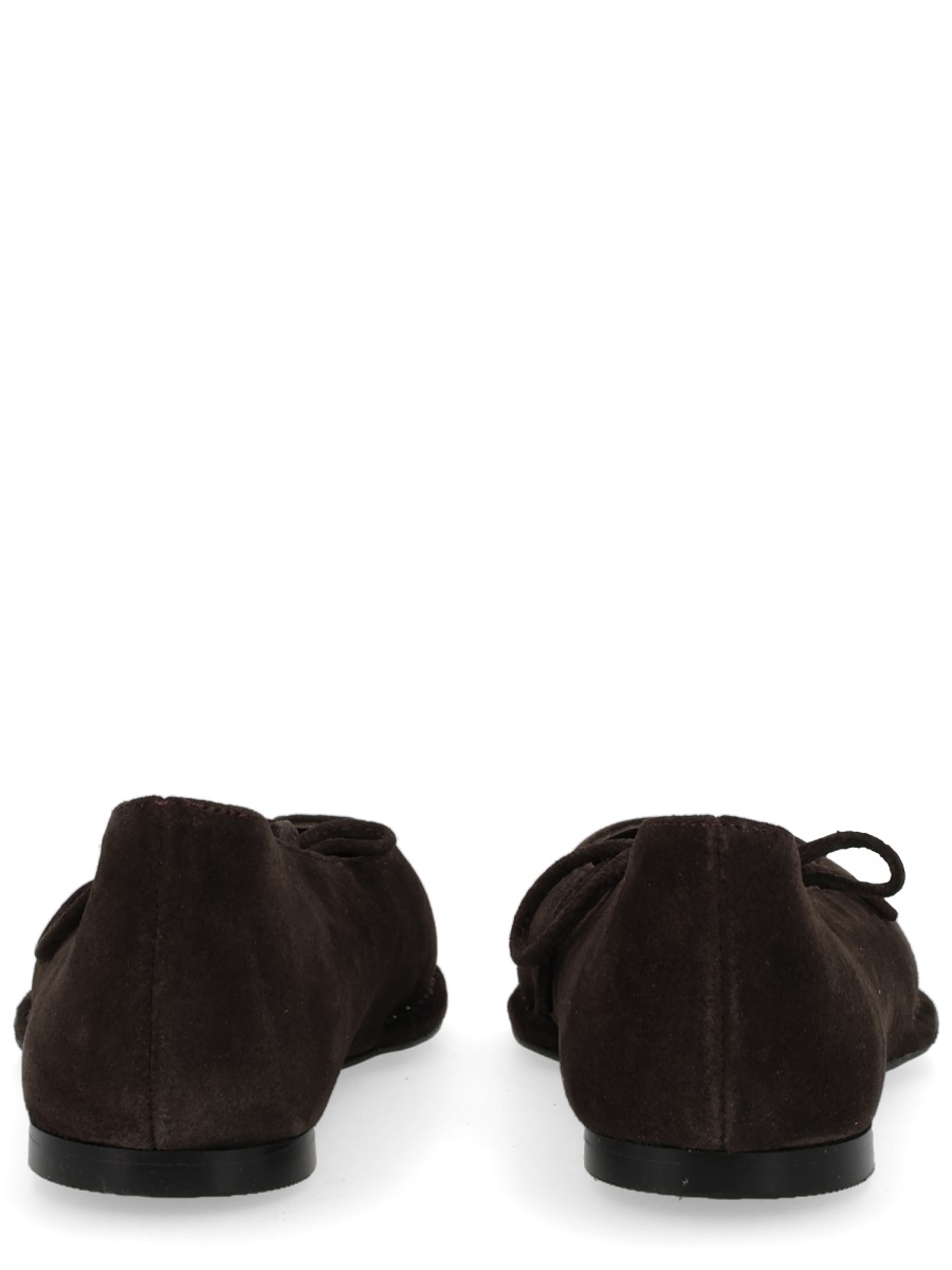 Alohas Sway Pointed Leather Bow Flats Zwart