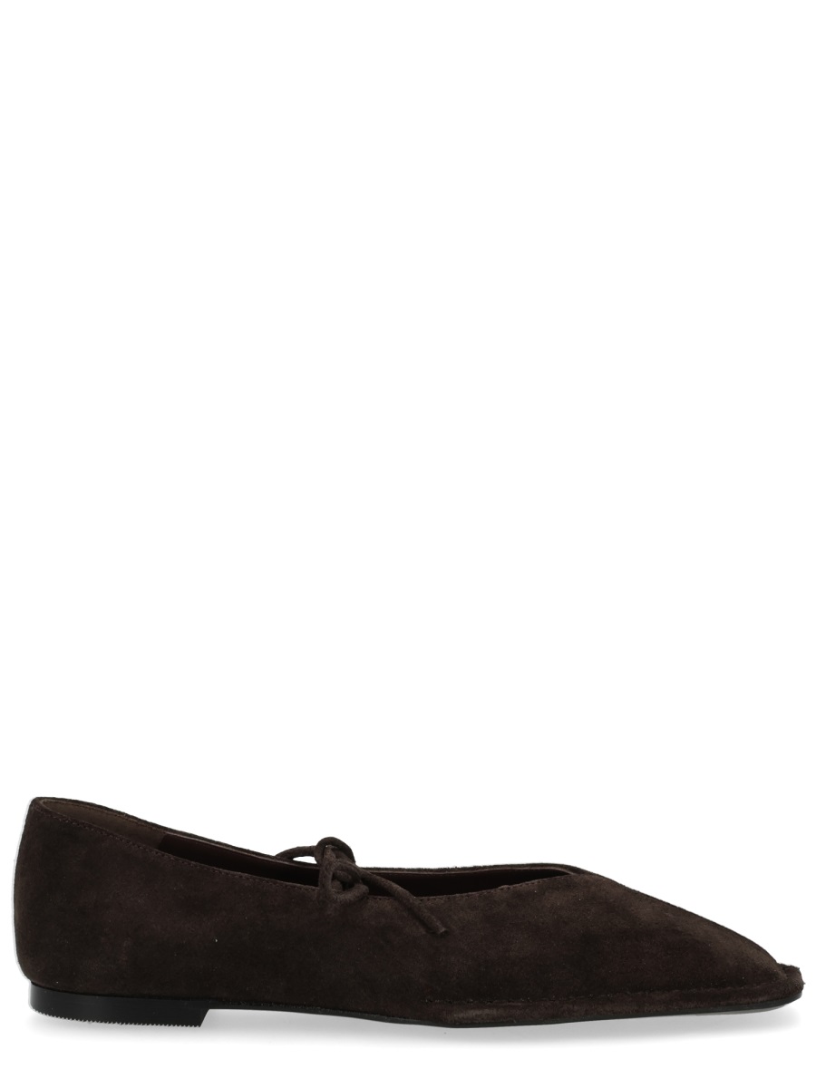 Alohas Sway Pointed Leather Bow Flats Zwart