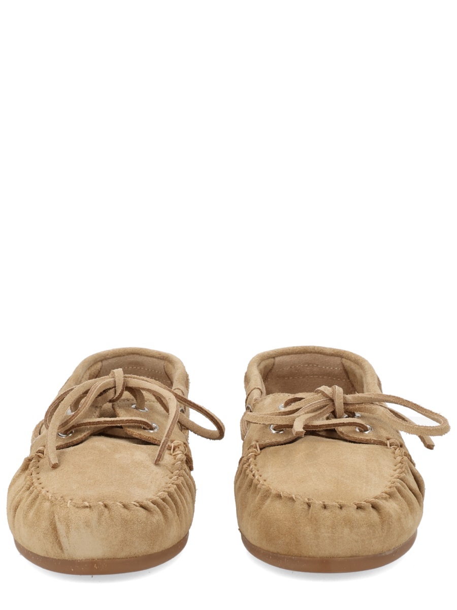Alohas Tan Rowan Hand-Stitching Suede Loafers Neutraal
