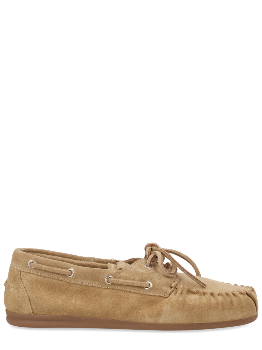 Alohas Tan Rowan Hand-Stitching Suede Loafers Neutraal