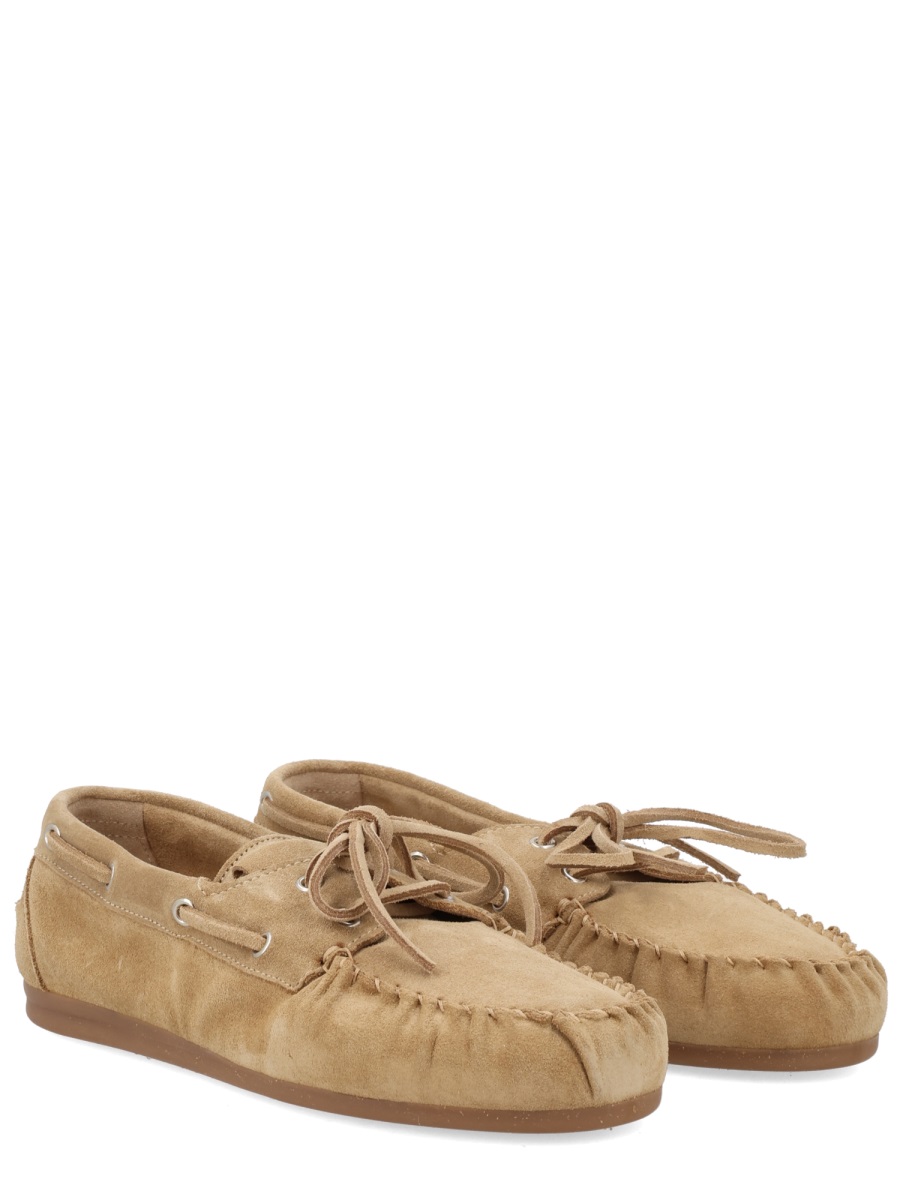 Alohas Tan Rowan Hand-Stitching Suede Loafers Neutraal