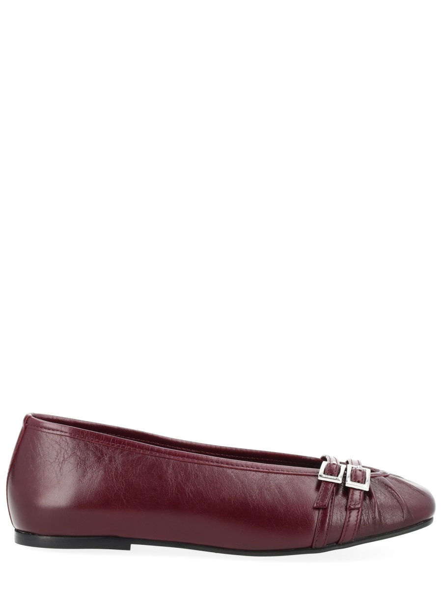 Alohas Goat Leather Pointed Buckles Flats Grijs