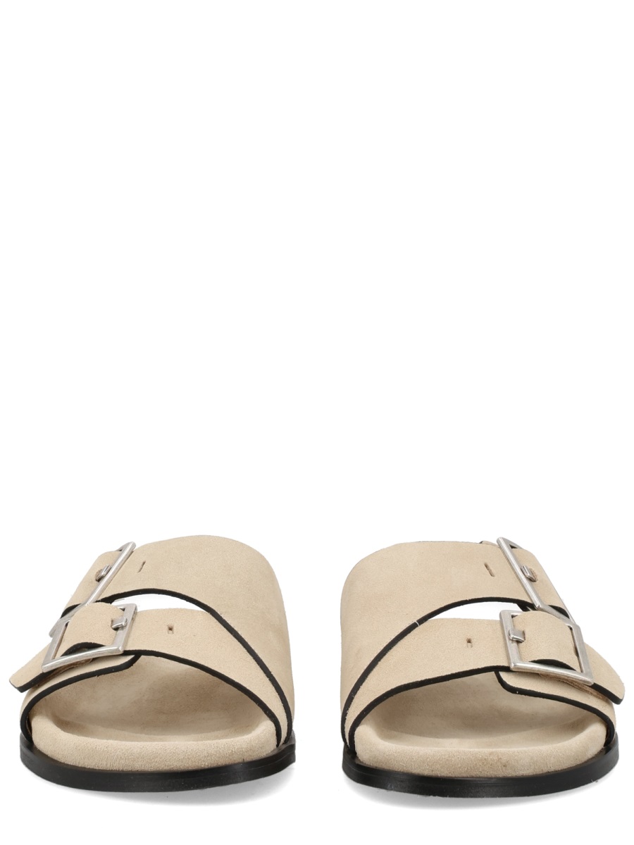 Alohas Alba Silver Buckles Slide Sandals Neutraal
