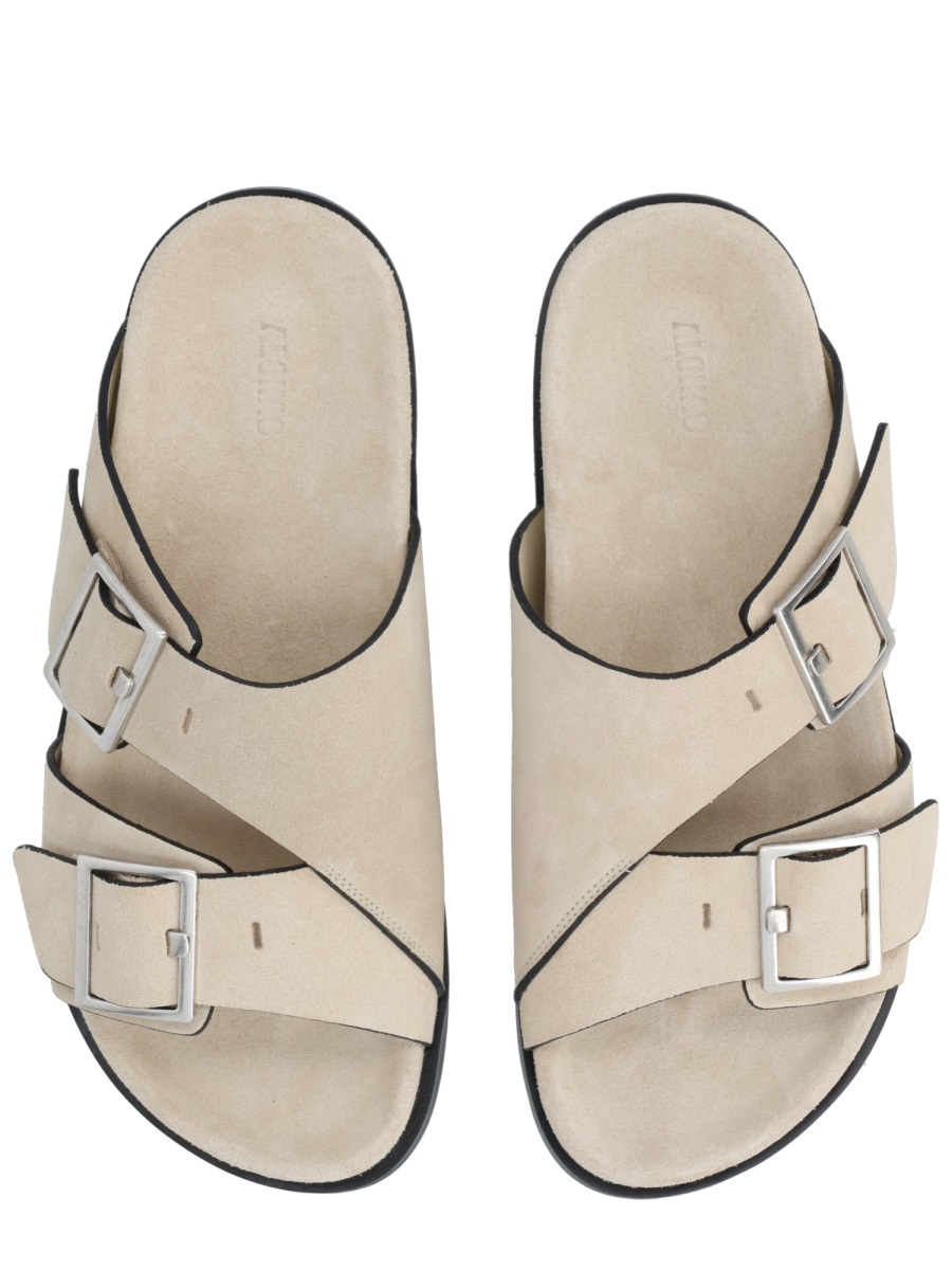 Alohas Alba Silver Buckles Slide Sandals Neutraal