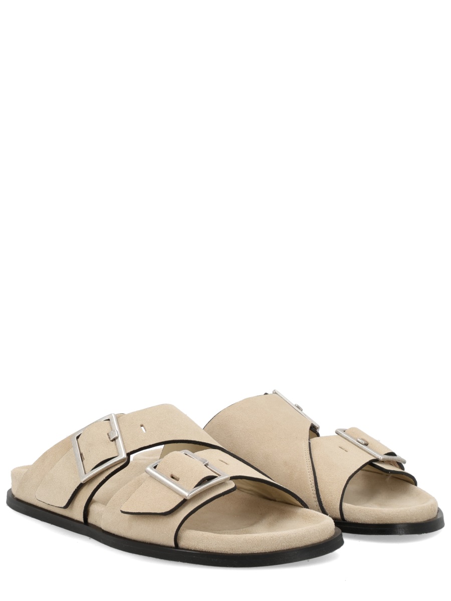 Alohas Alba Silver Buckles Slide Sandals Neutraal