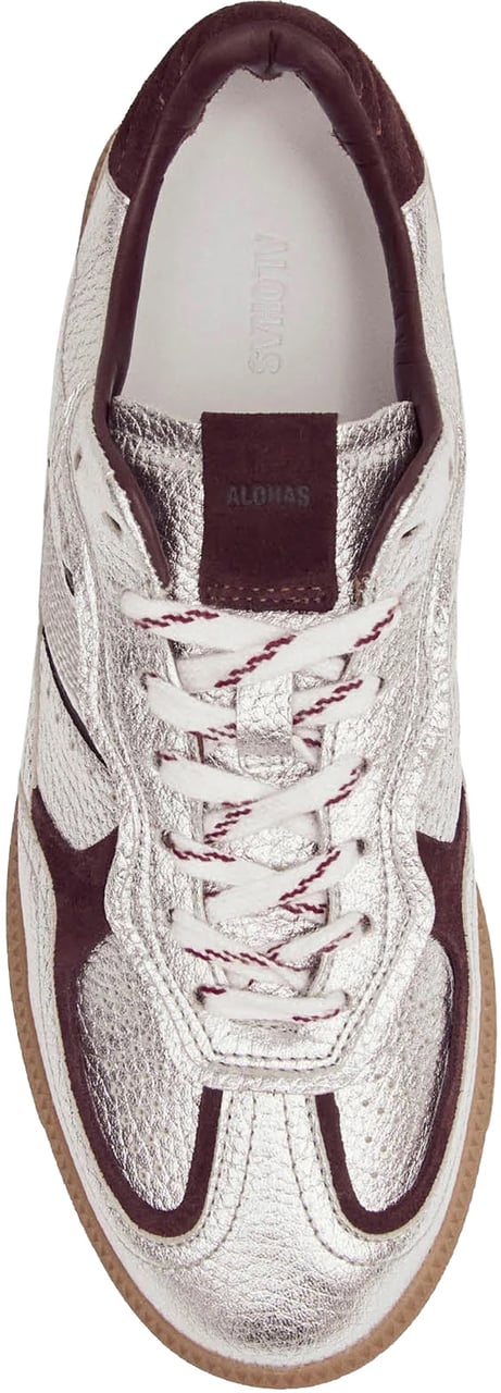 Alohas Flat Shoes Grain Shimmer Silver & Burgund Zilver