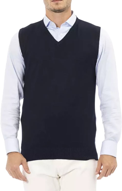 Alpha Studio Blue Viscose Men's Jacket Blauw