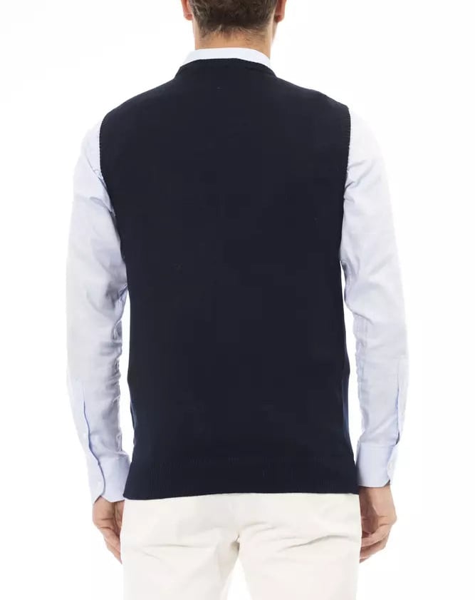 Alpha Studio Blue Viscose Men's Jacket Blauw