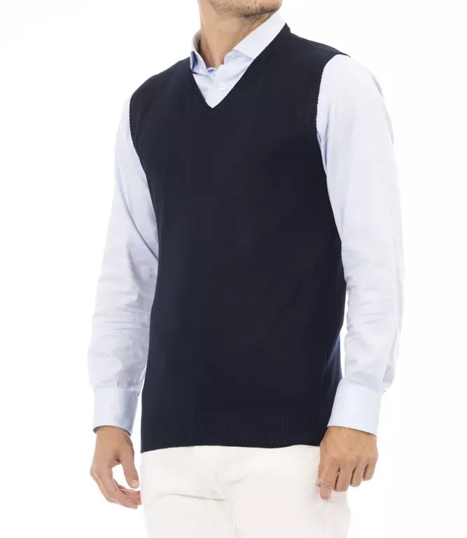 Alpha Studio Blue Viscose Men's Jacket Blauw