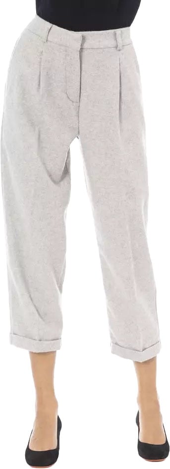 Alpha Studio Gray Wool Women Trouser Grijs