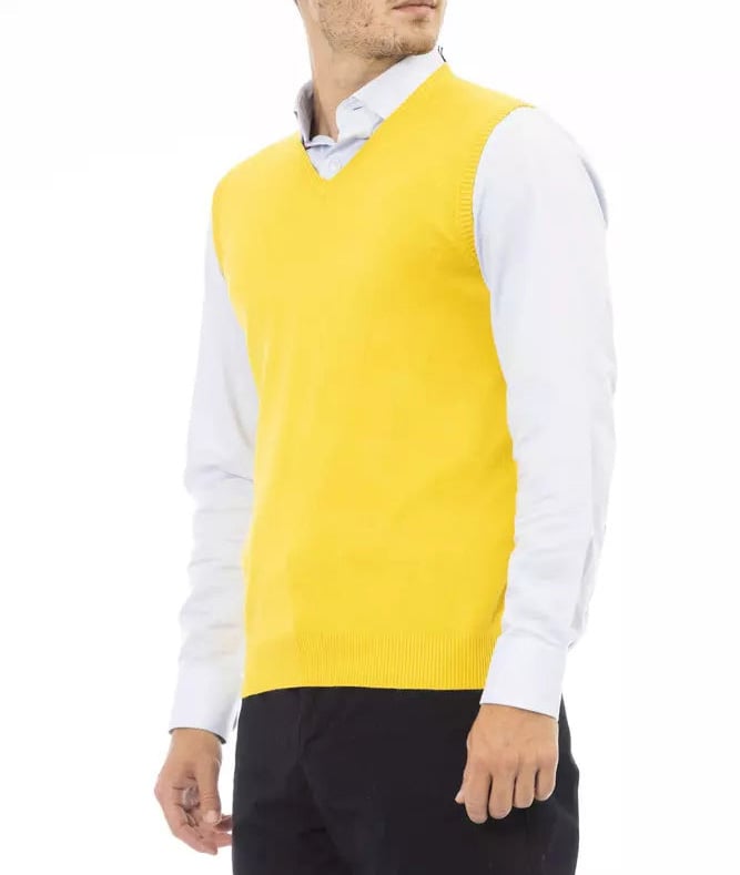 Alpha Studio Yellow Viscose Men Jacket Geel