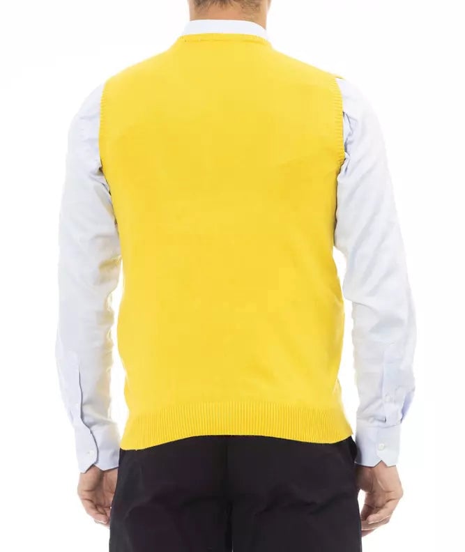 Alpha Studio Yellow Viscose Men Jacket Geel