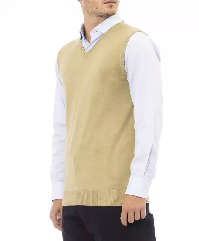 Alpha Studio Beige Viscose Men Jacket Donkergroen