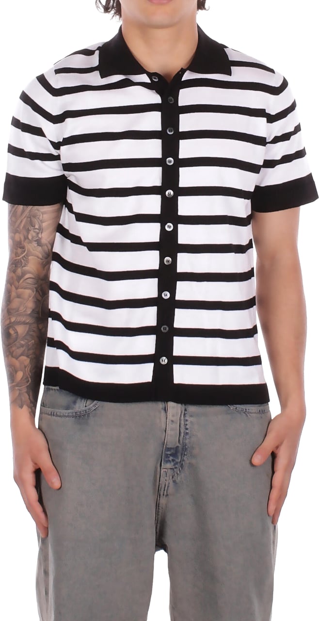 Alpha Studio Shirts Nero Bianco Wit