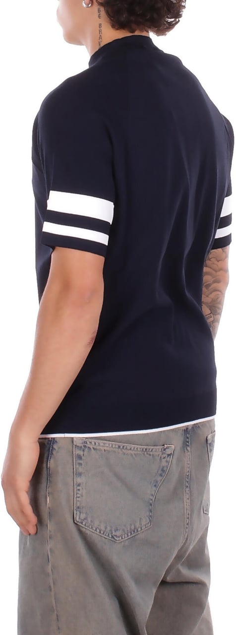 Alpha Studio T-Shirts And Polos Blu Bianco Navy