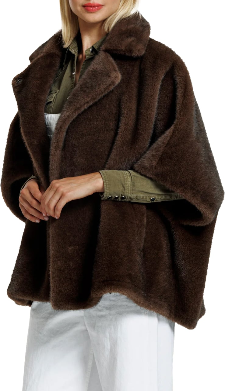 Alter Ego Elin Poncho Faux Mink Coffee Bruin