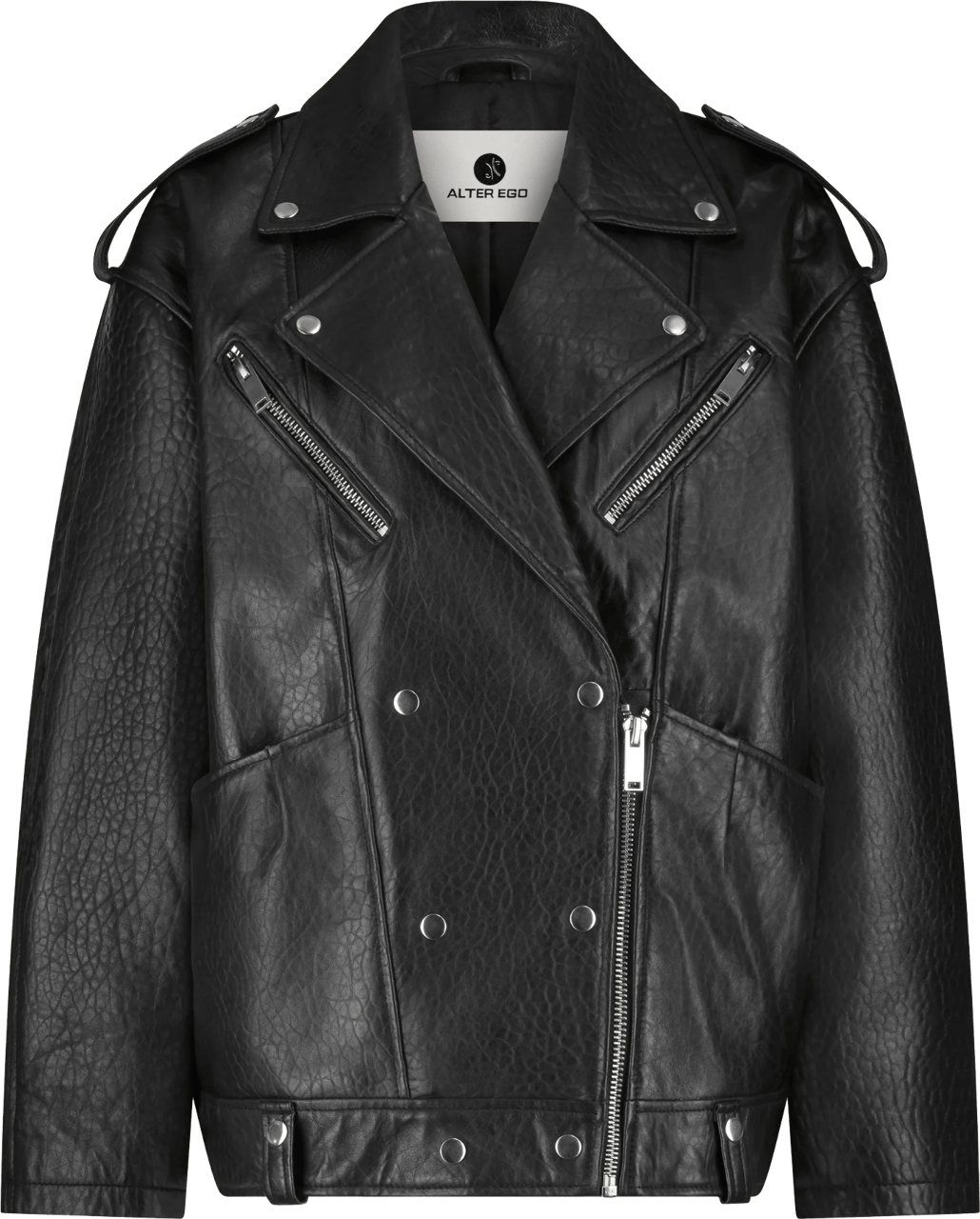 Alter Ego Carmel Leather Jacket Black Zwart