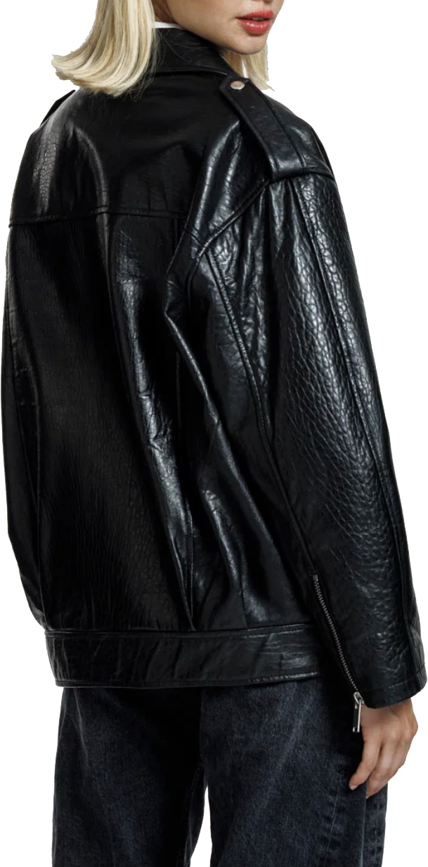Alter Ego Carmel Leather Jacket Black Zwart