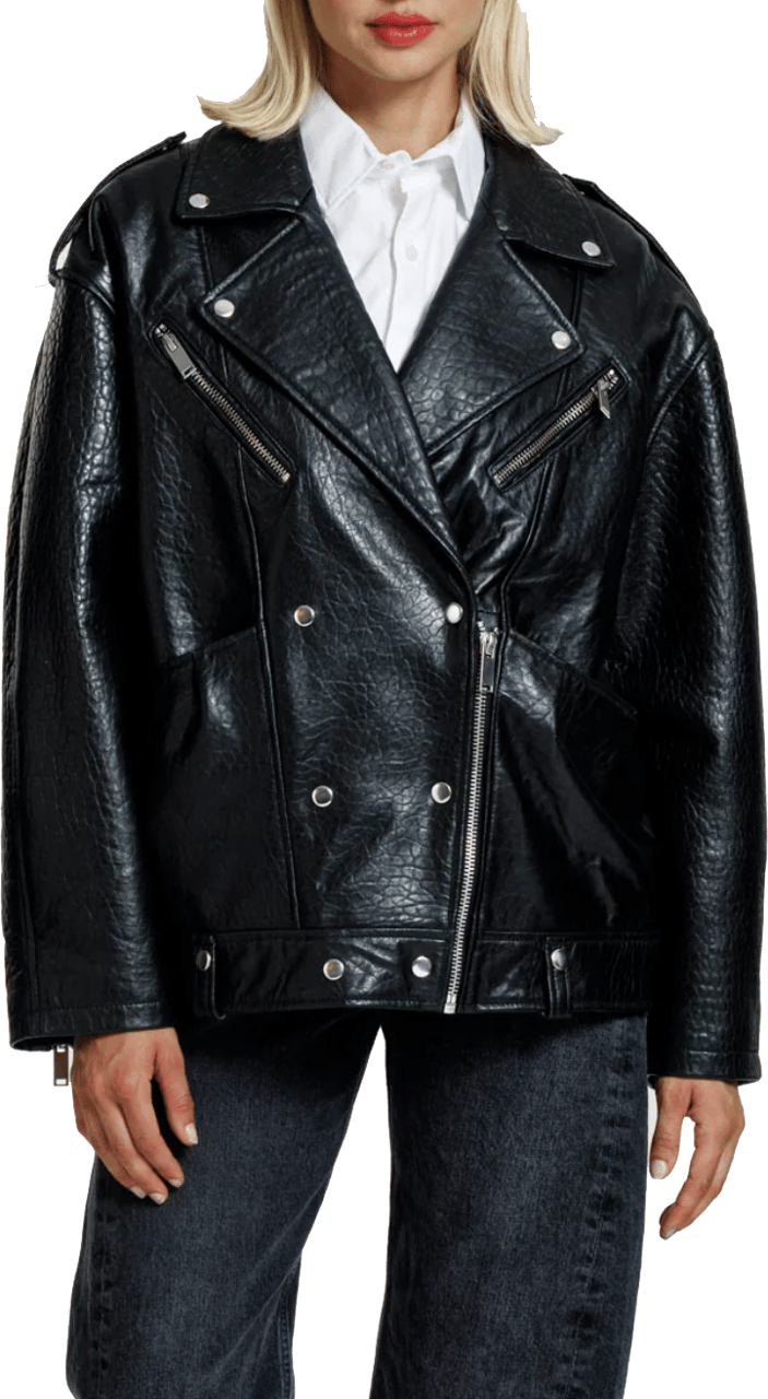Alter Ego Carmel Leather Jacket Black Zwart