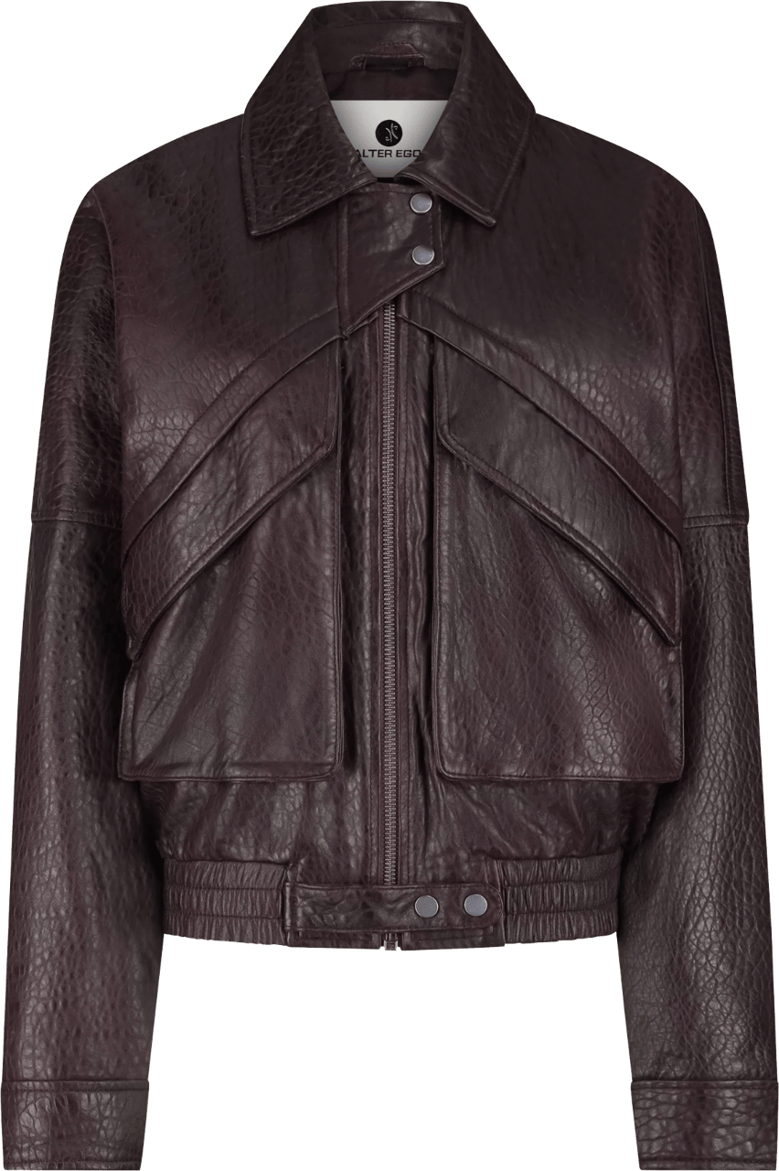 Alter Ego River Leather Jacket Burgundy Rood