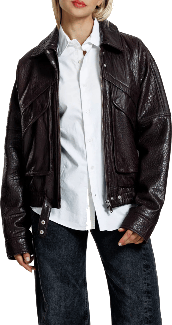 Alter Ego River Leather Jacket Burgundy Rood