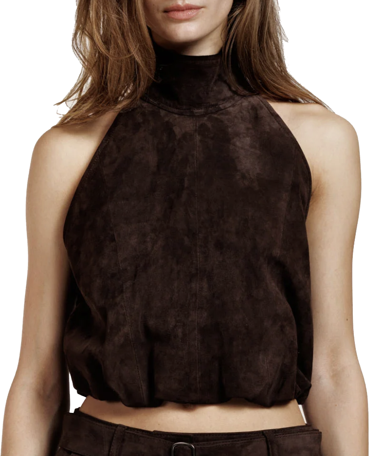 Alter Ego Naomi Suede Halter Top Brown Bruin
