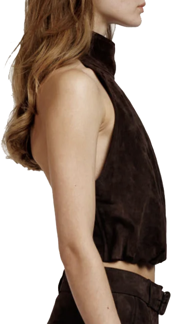 Alter Ego Naomi Suede Halter Top Brown Bruin