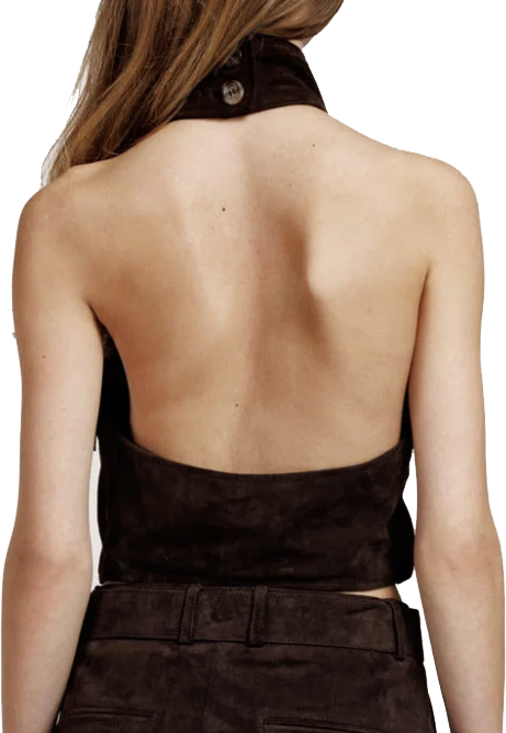 Alter Ego Naomi Suede Halter Top Brown Bruin