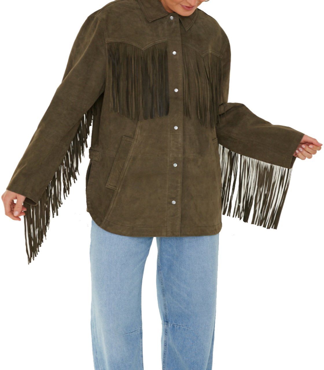 Alter Ego Ginny Jacket Fringes Olive Groen